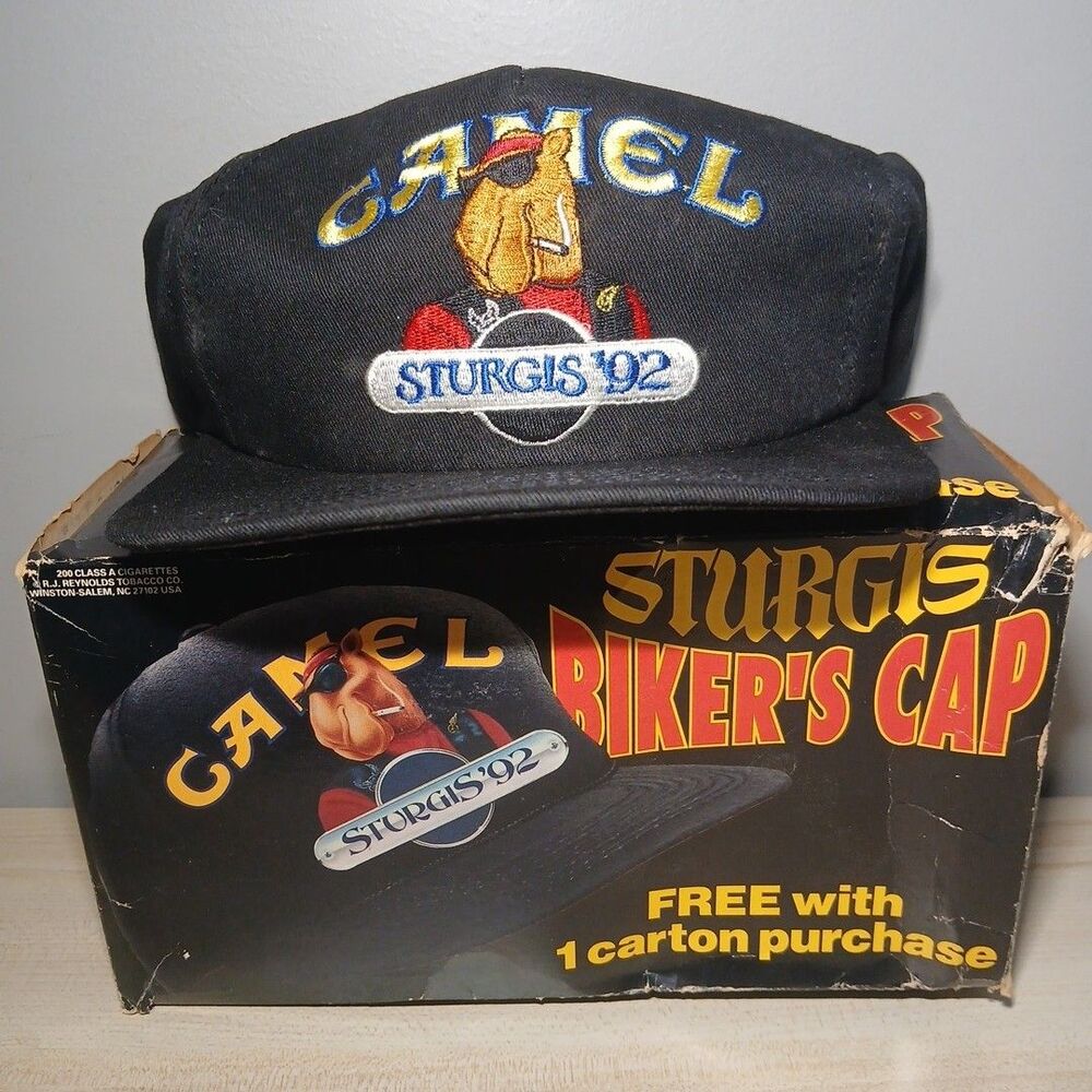 Black Camels Cigarettes Sturgis ‘92 Cap Hat Vintage Motorcycle Biker